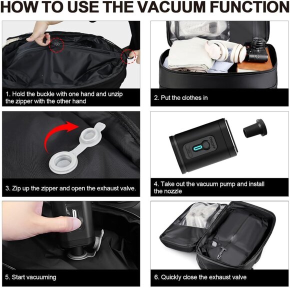 Vacuum Seal Backpack Travel with Pump, Expandable Vacuum Backpack with Air Compr - Picture 3 of 5